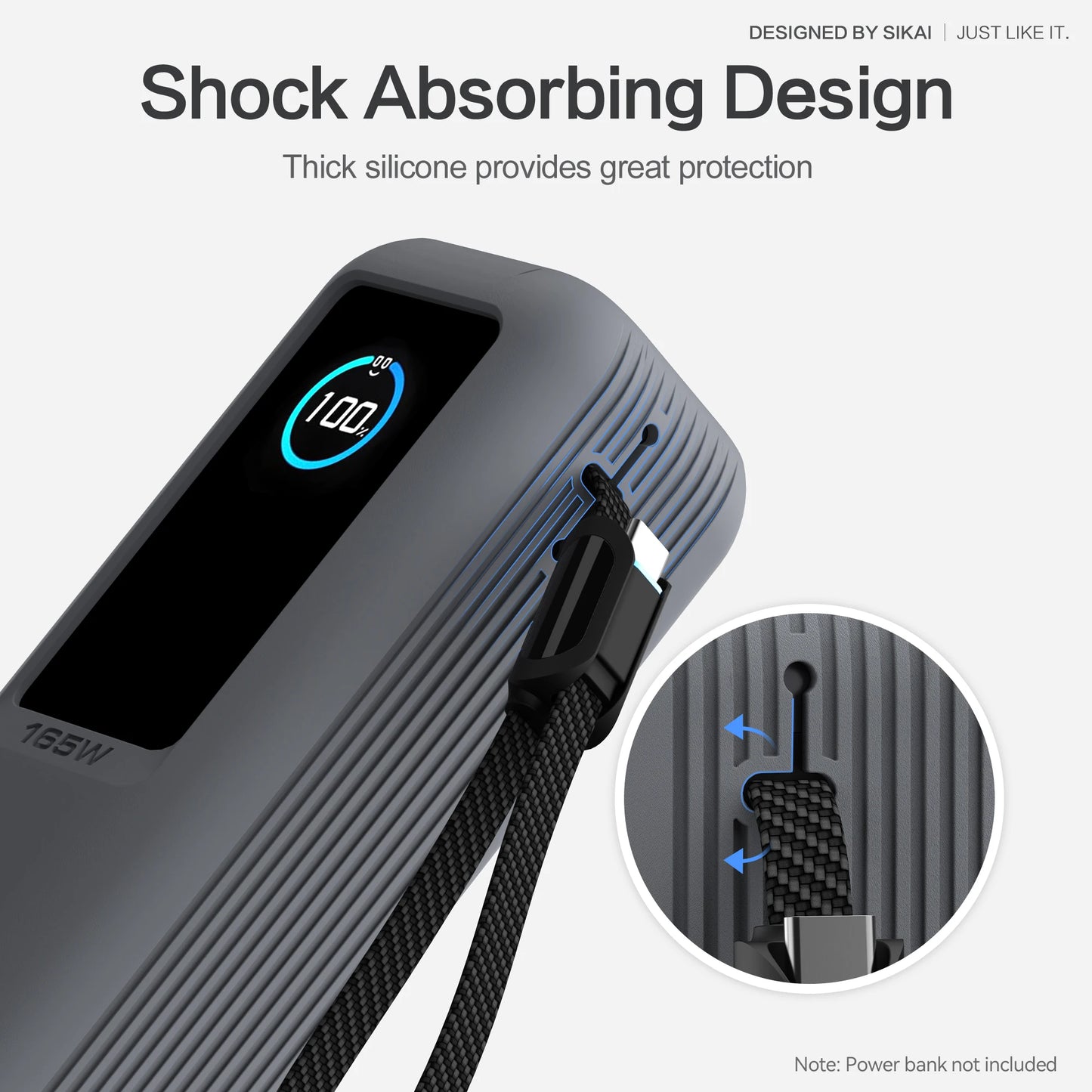 Silicone Case for Anker Zolo 25000mAh 165W Power Bank Portable Charger Protective Case Travel Carrying Case TF/SIM storage Bag