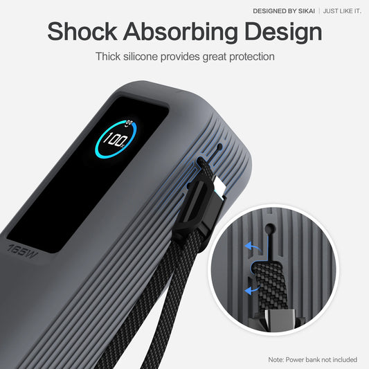 Silicone Case for Anker Zolo 25000mAh 165W Power Bank Portable Charger Protective Case Travel Carrying Case TF/SIM storage Bag
